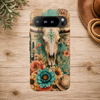 Turquoise Floral Longhorn Western Phone Case