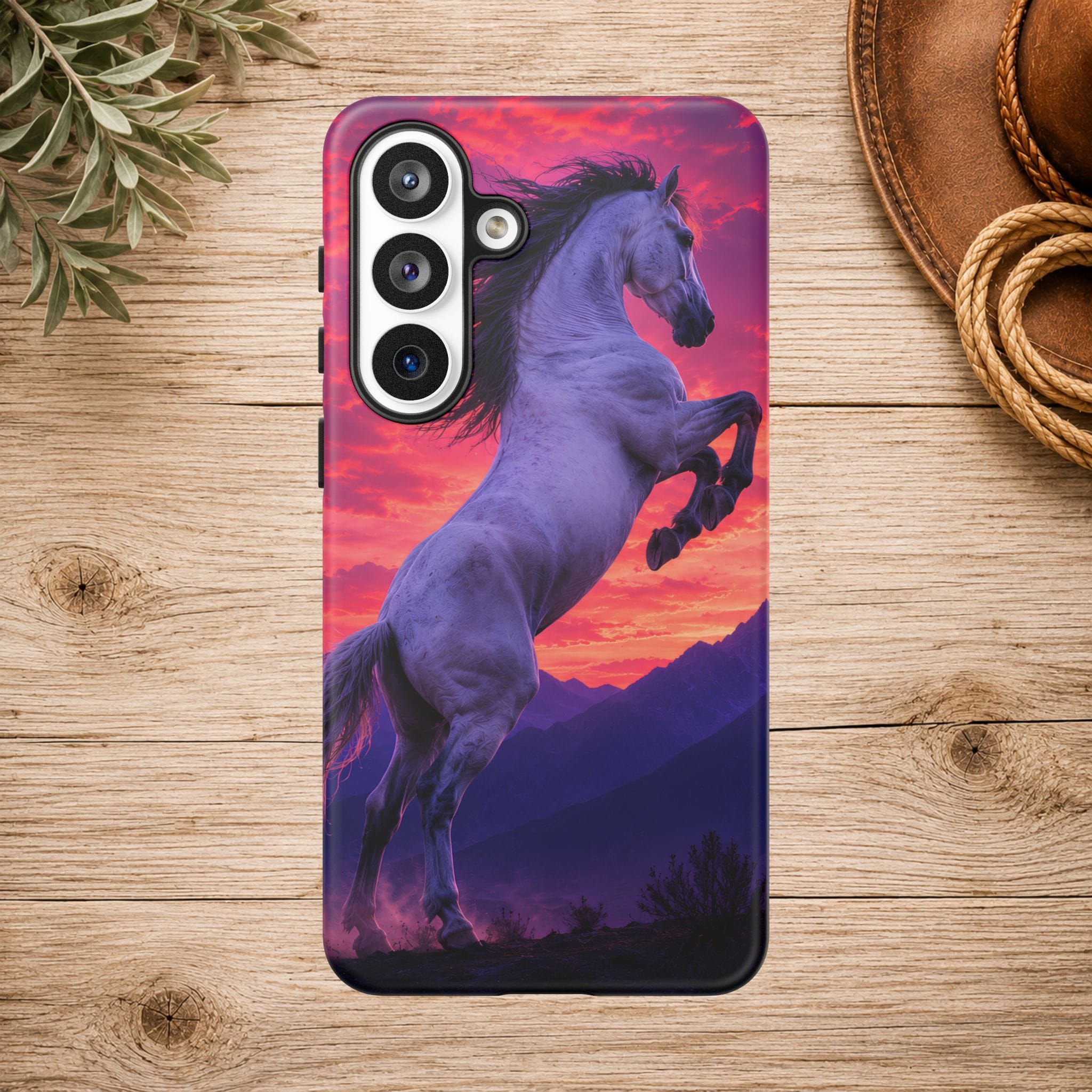 Rearing White Horse Sunset Phone Case