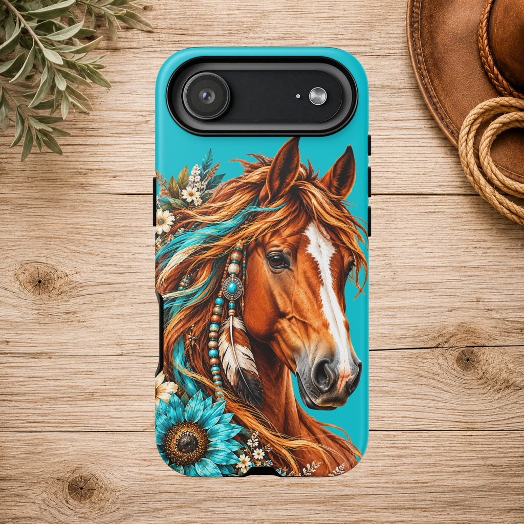 Turquoise Sunflower Horse Phone Case