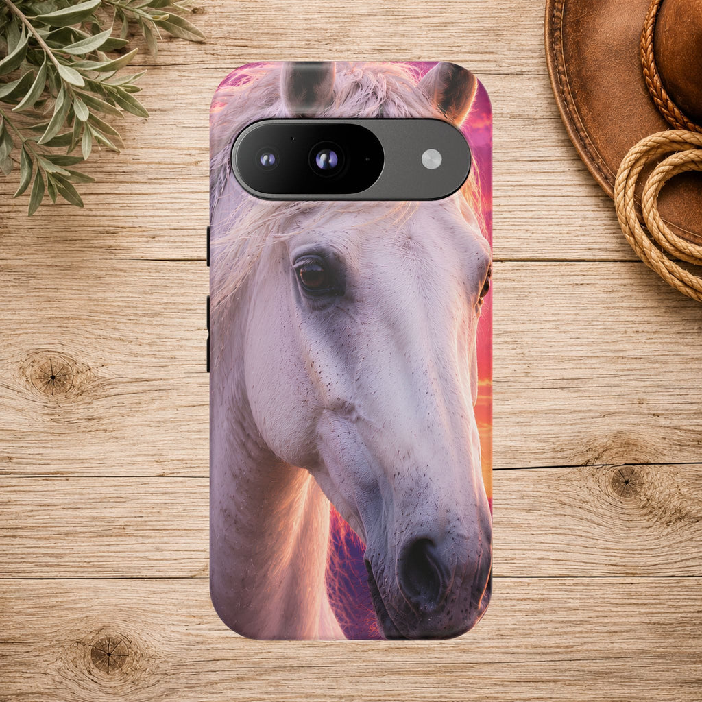 White Horse Sunset Phone Case