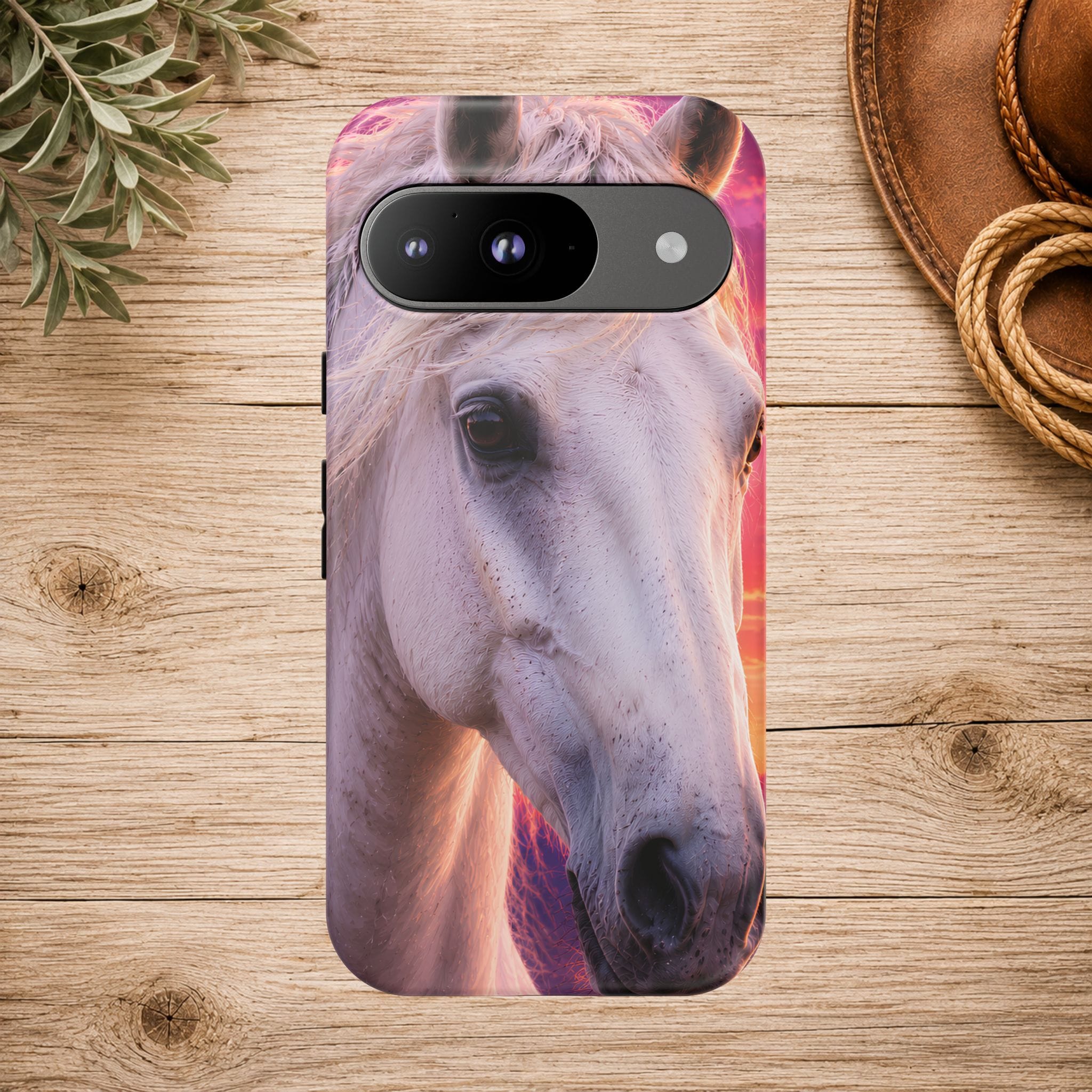 White Horse Sunset Phone Case
