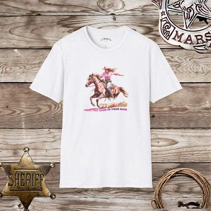 Softstyle Unisex T-Shirt:  Cowgirl Wind in Your Hair