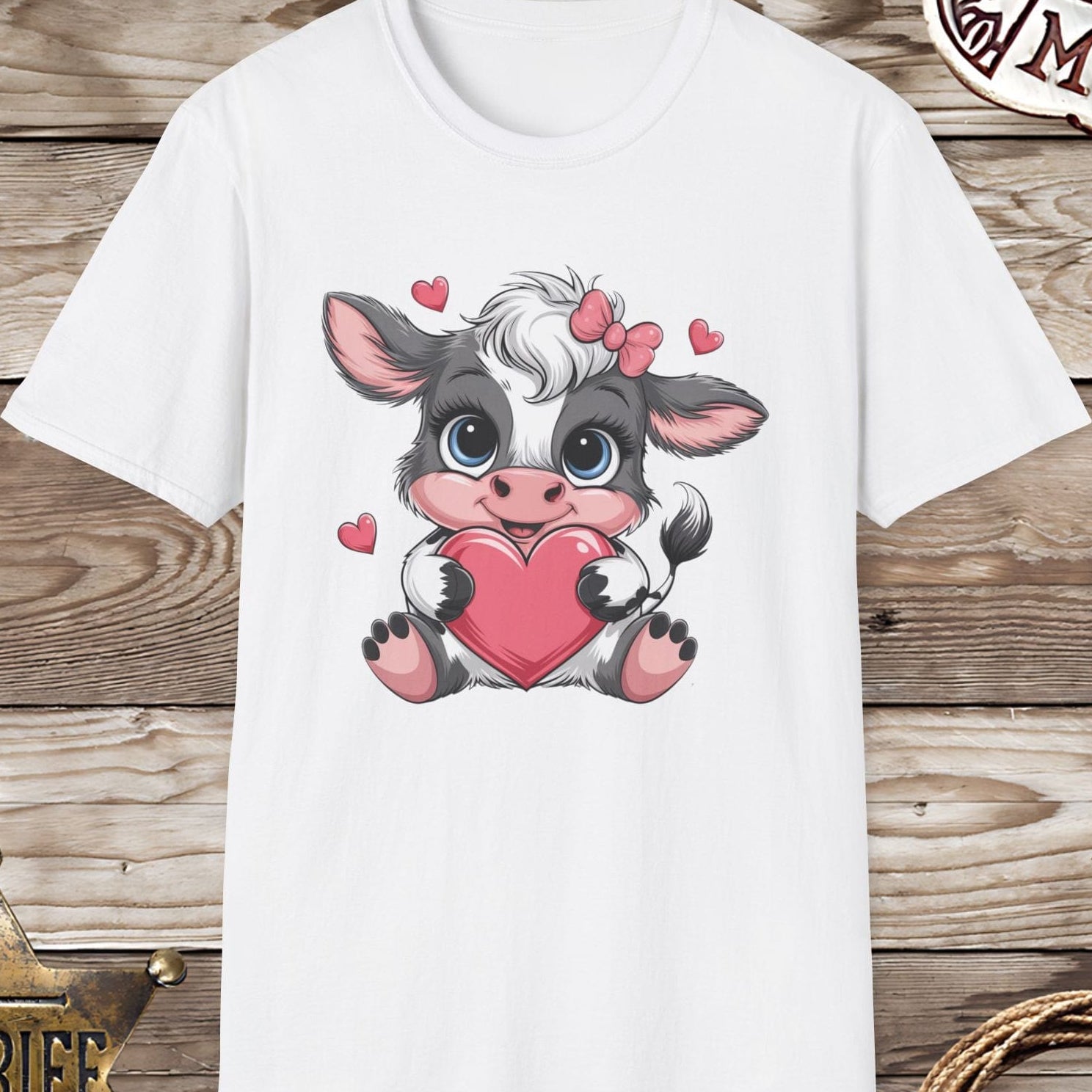 Baby Cow with Hearts-T-Shirt