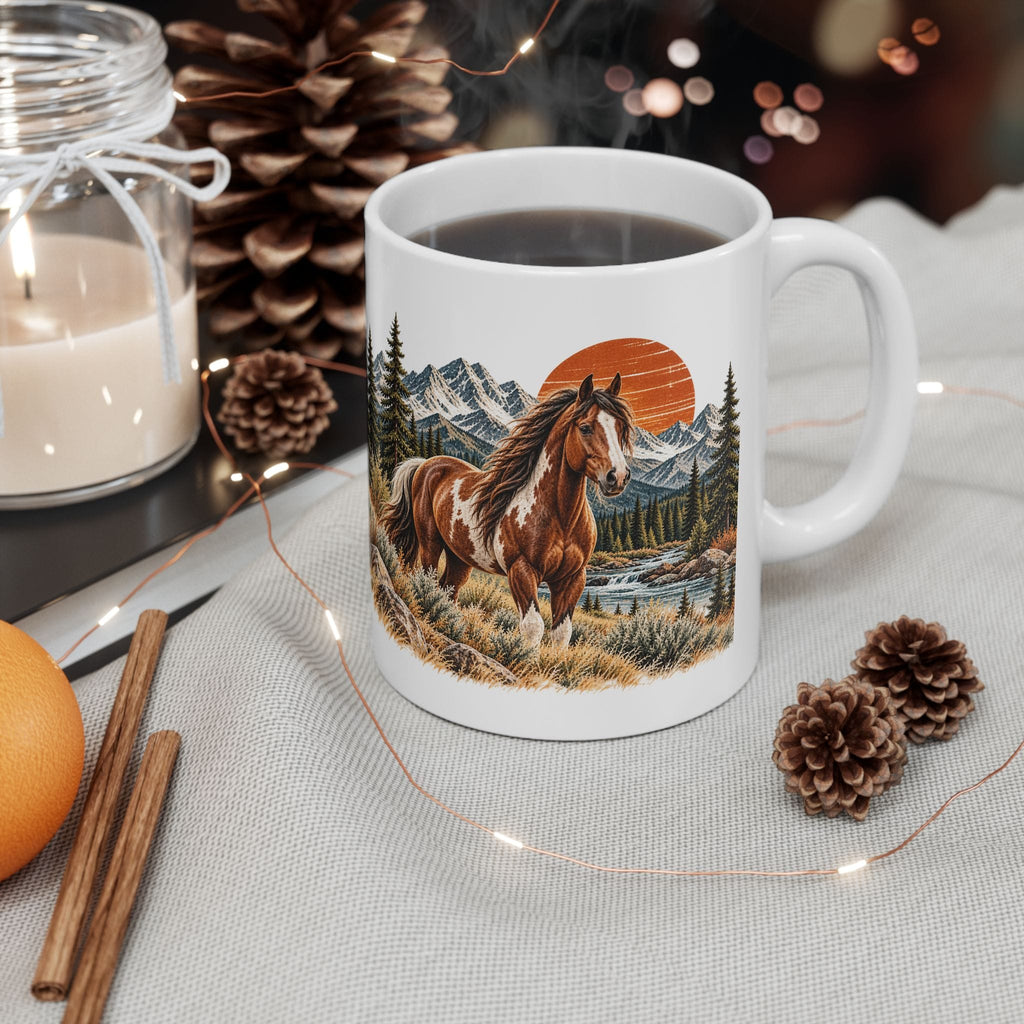 Horse Coffee Mug, Western Horse Mug, Mountain Horse Gift, Rustic Ranch Mug, Horse Lover Gift, 11 oz