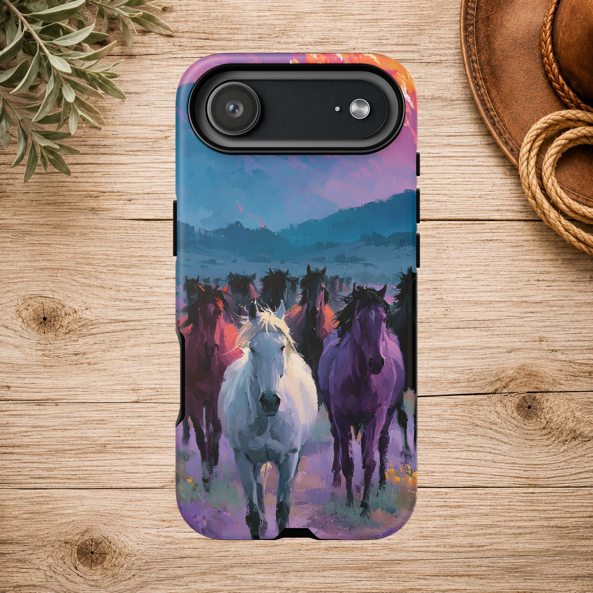 Wild Horses Sunset Mountain Phone Case