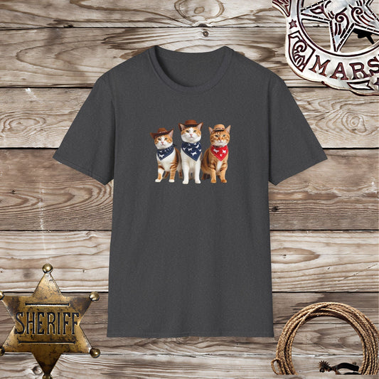 Softstyle Unisex T-Shirt: 3 Cowboy Cats