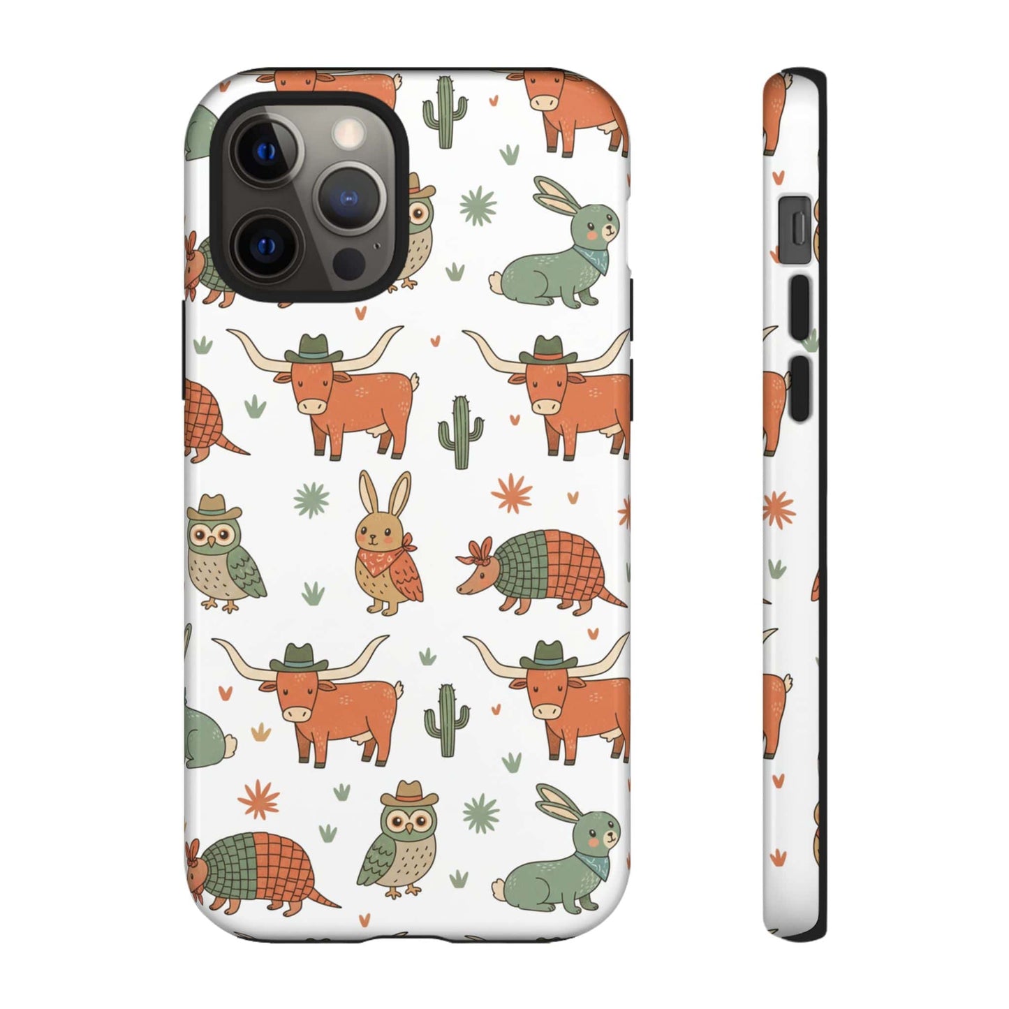 Cute Armadillo, Longhorn, Owl & Bunny Pattern-Phone Case