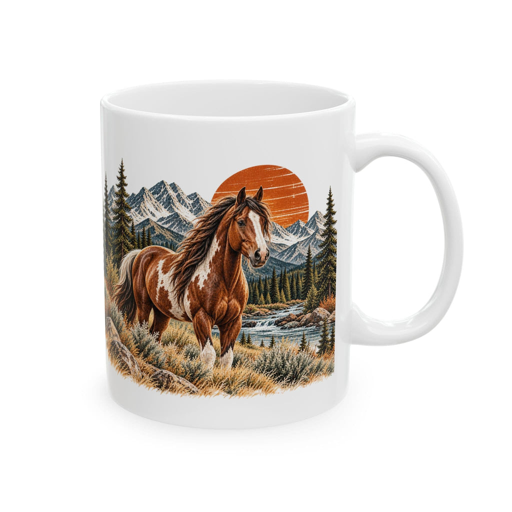 Horse Coffee Mug, Western Horse Mug, Mountain Horse Gift, Rustic Ranch Mug, Horse Lover Gift, 11 oz