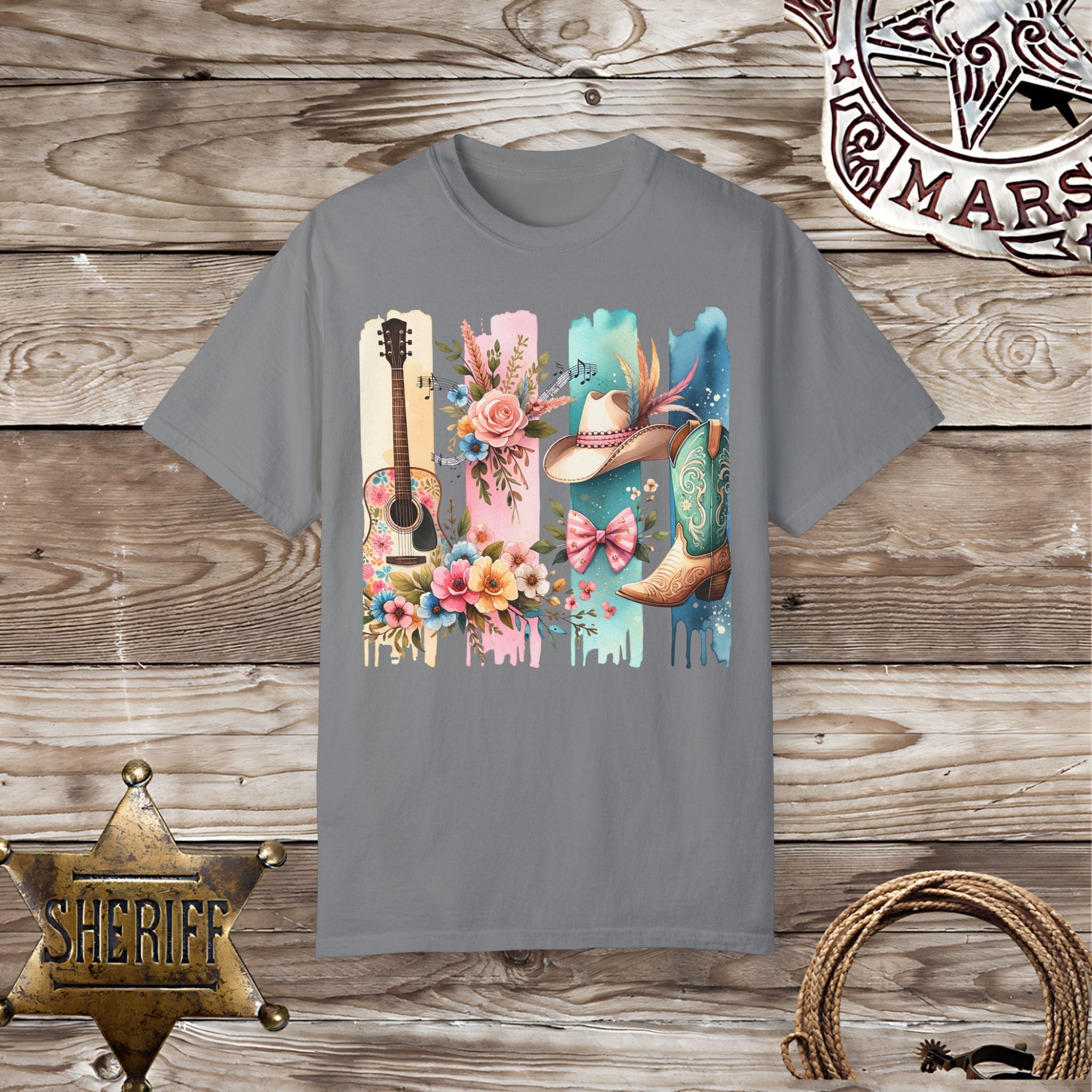 Brushed Style with Western Elements-T-Shirt