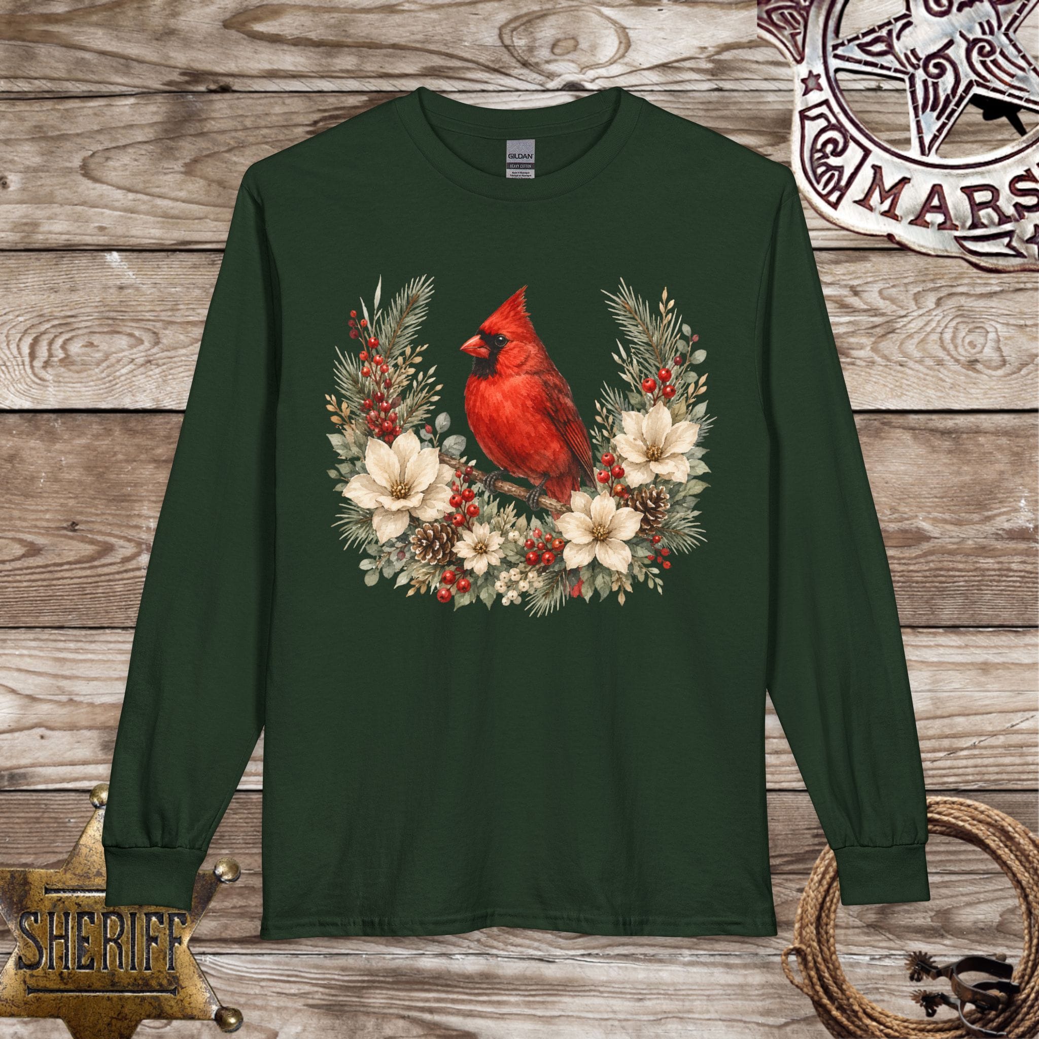 Cardinal Wreath Long Sleeve Shirt