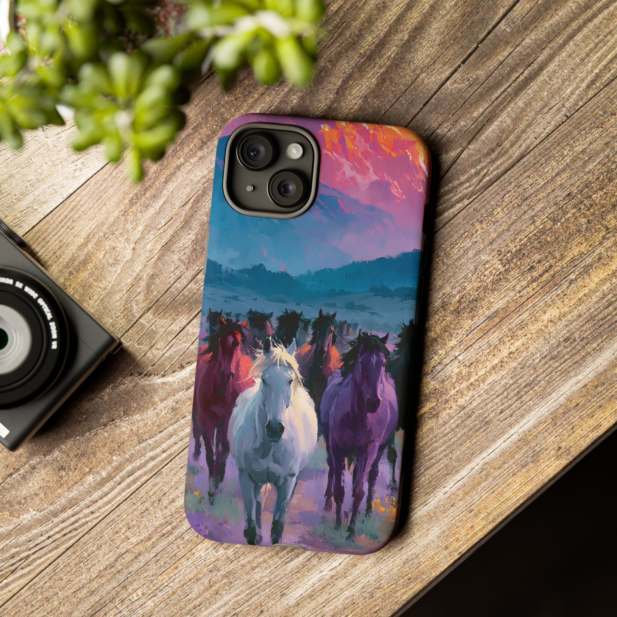 Wild Horses Sunset Mountain Phone Case