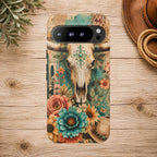 Turquoise Floral Longhorn Western Phone Case