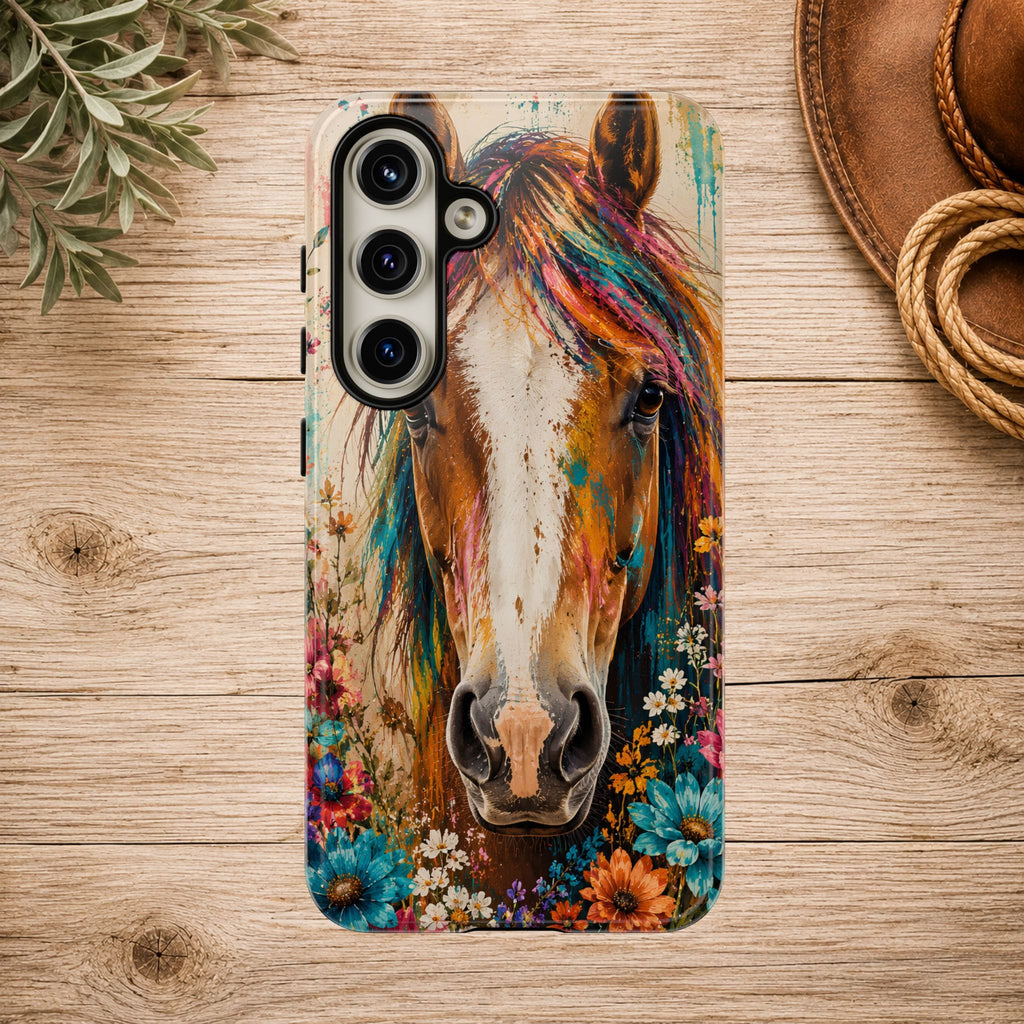 Boho Wildflower Horse Phone Case