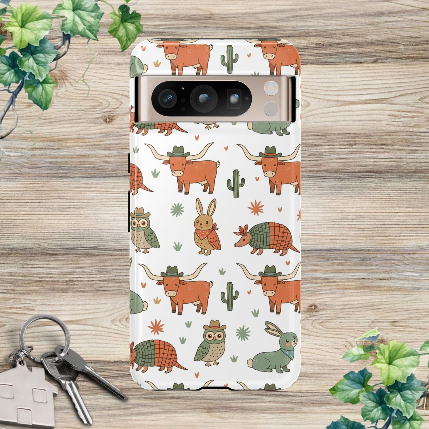 Cute Armadillo, Longhorn, Owl & Bunny Pattern-Phone Case