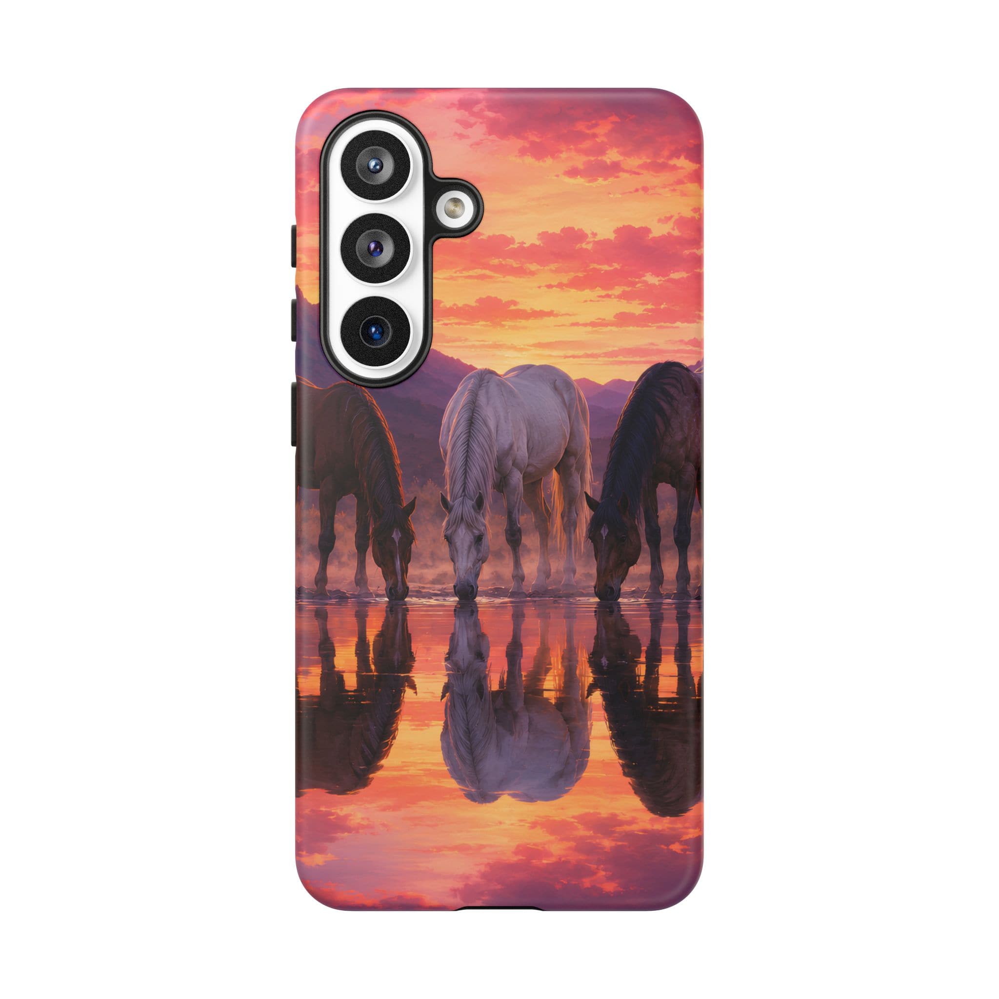 Horses at Sunset Reflection Phone Case