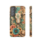 Turquoise Floral Longhorn Western Phone Case