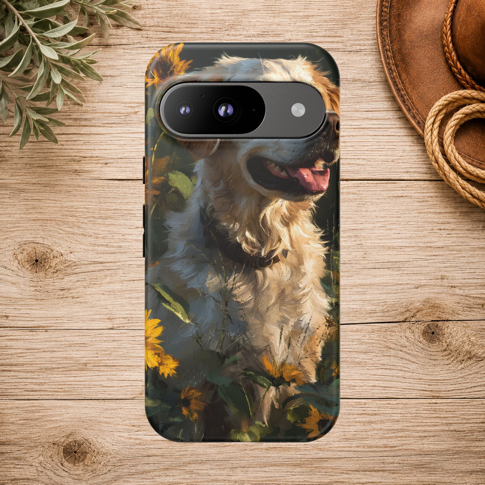 Golden Retriever Sunflower Phone Case