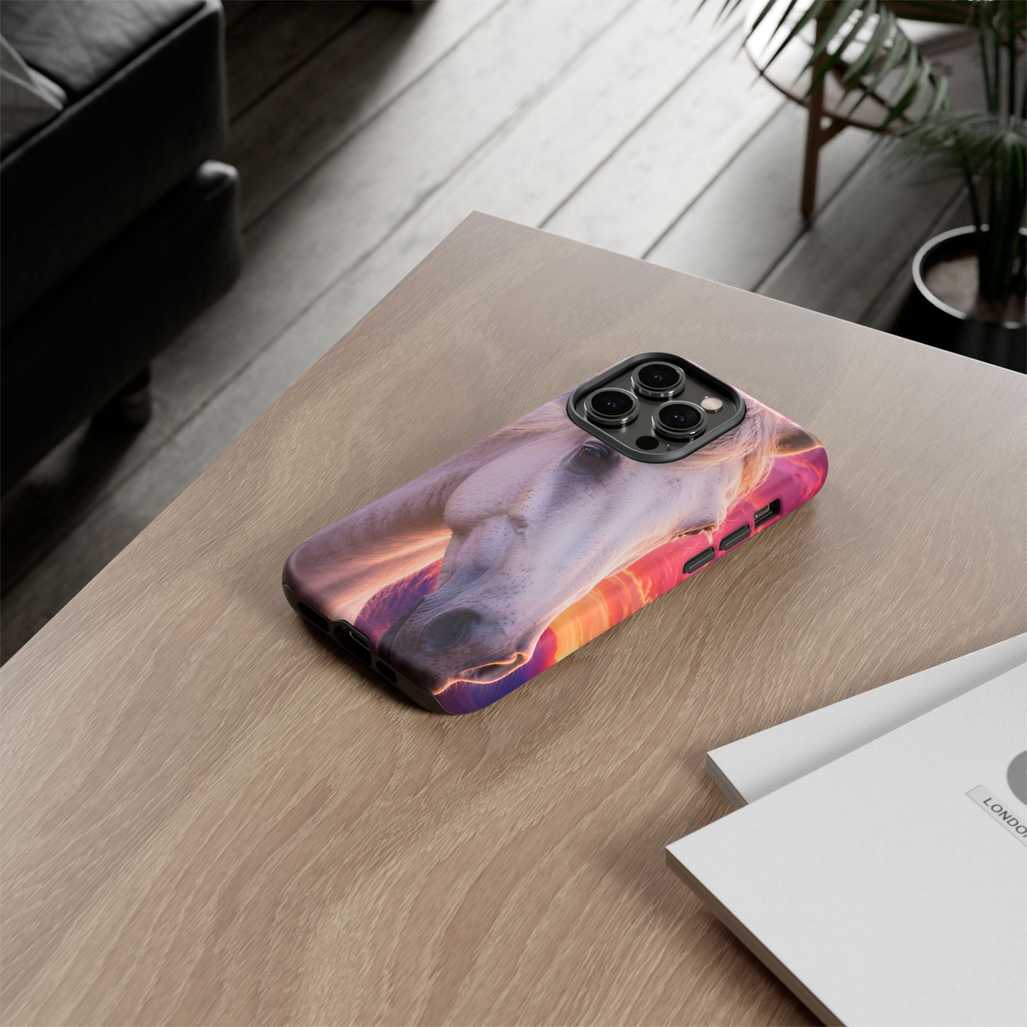 White Horse Sunset Phone Case