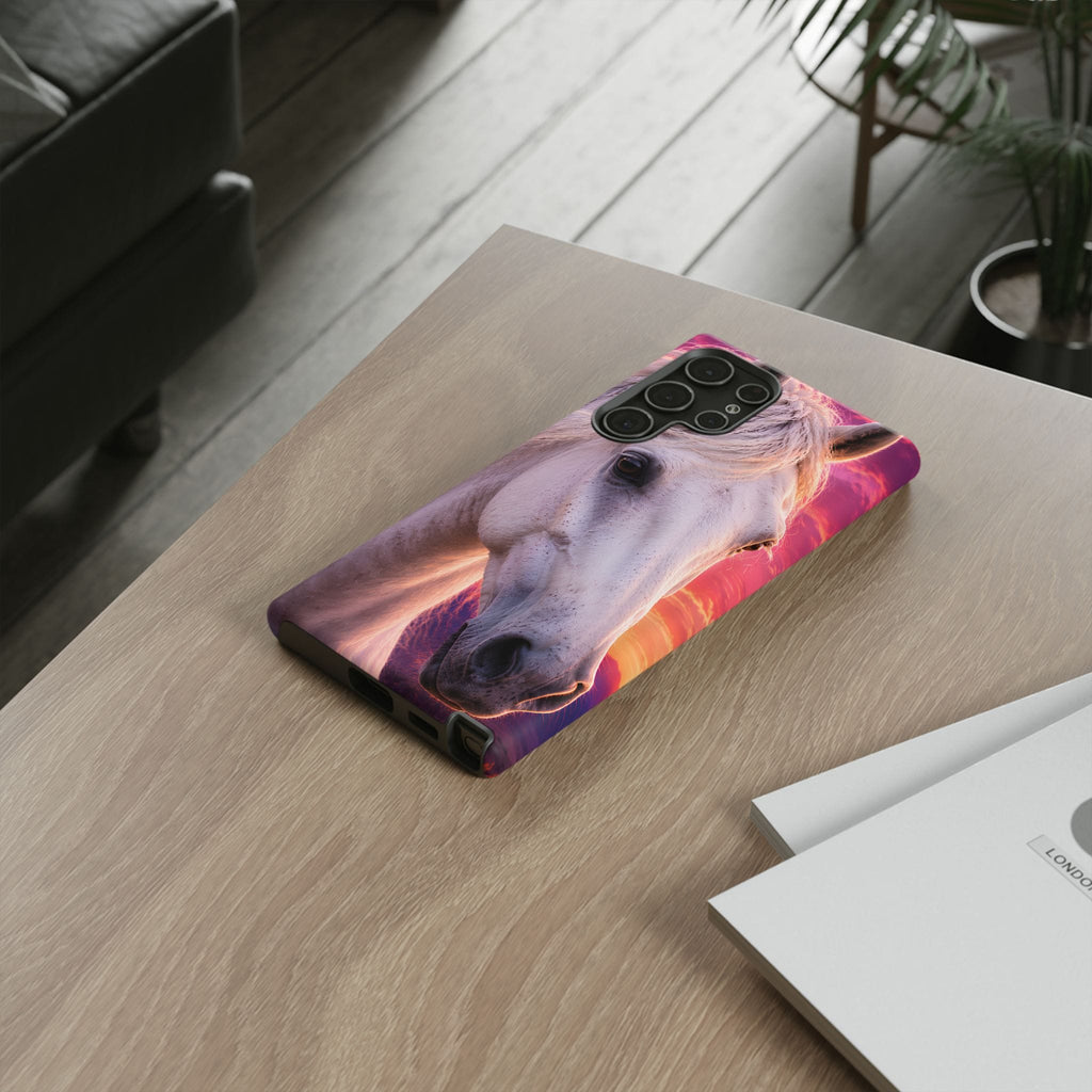 White Horse Sunset Phone Case