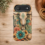 Turquoise Floral Longhorn Western Phone Case
