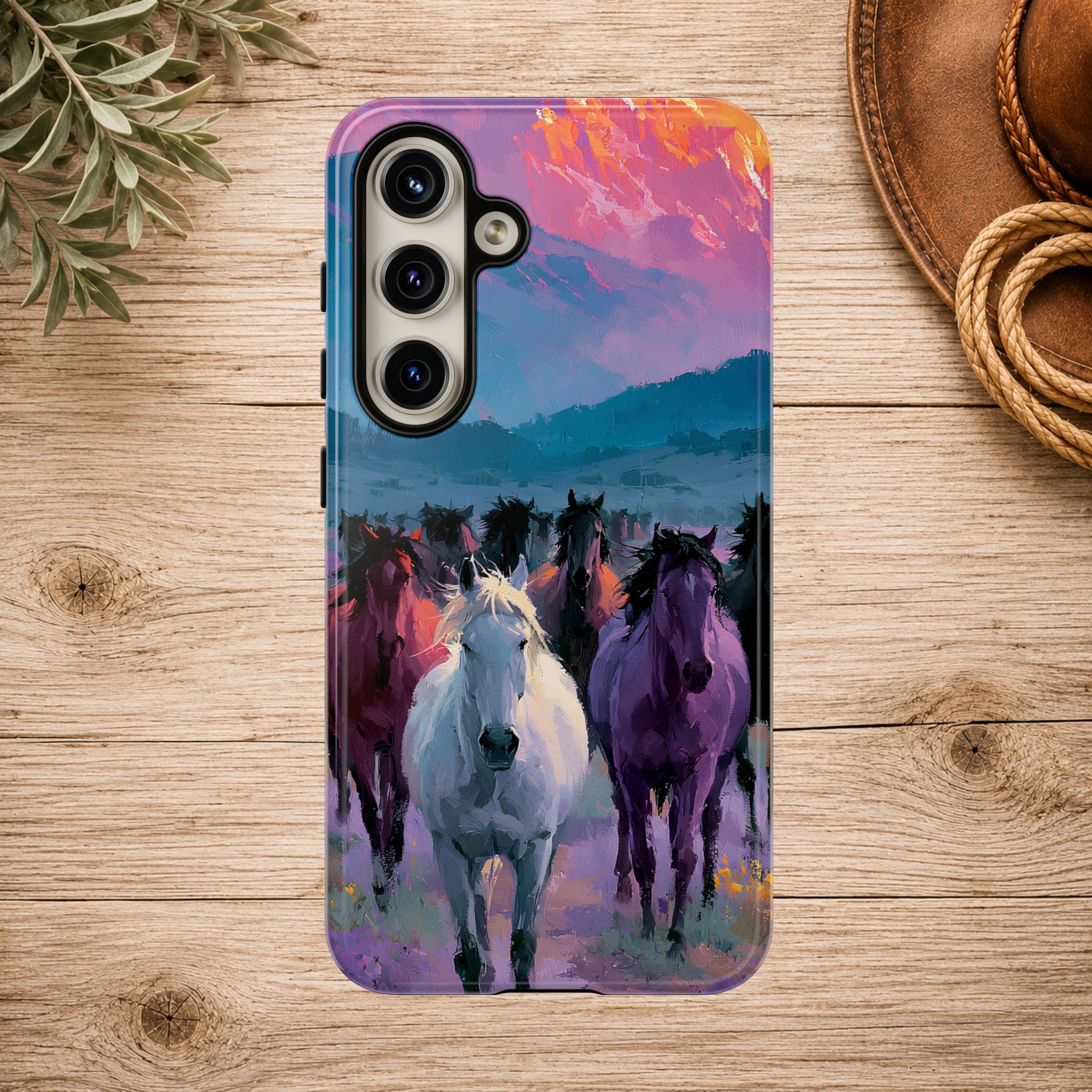 Wild Horses Sunset Mountain Phone Case