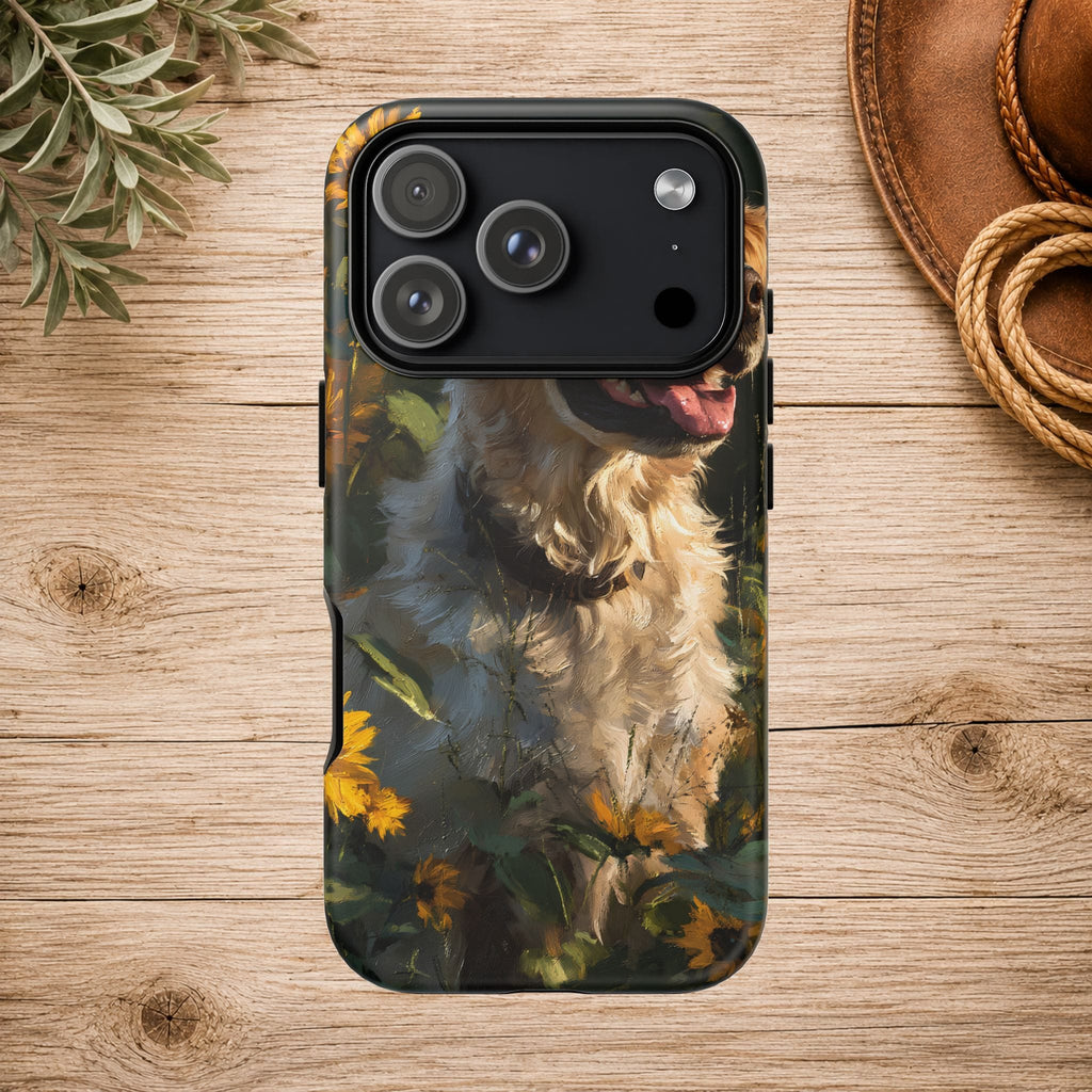 Golden Retriever Sunflower Phone Case