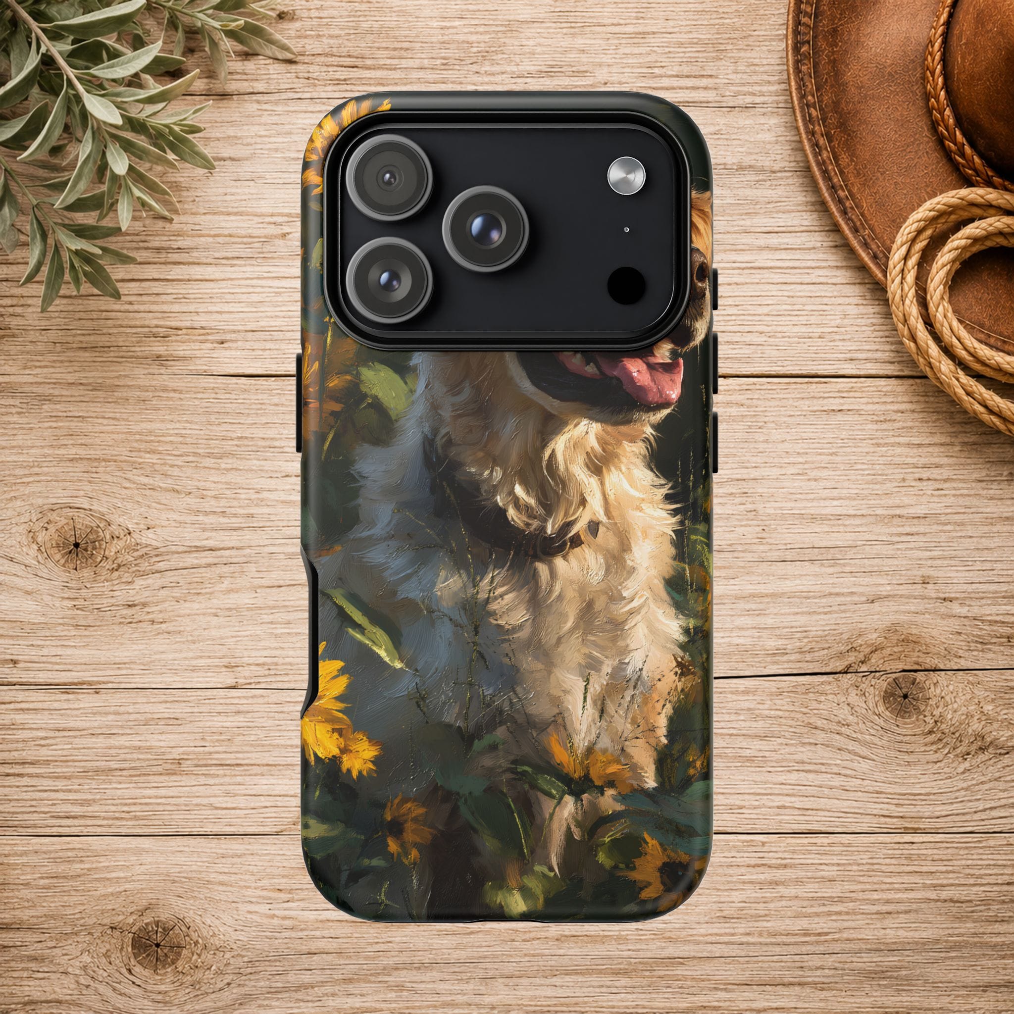 Golden Retriever Sunflower Phone Case
