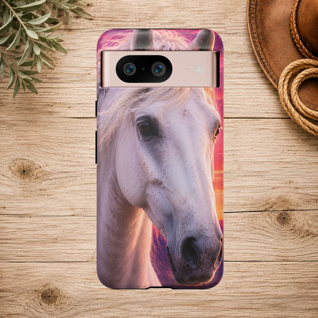 White Horse Sunset Phone Case