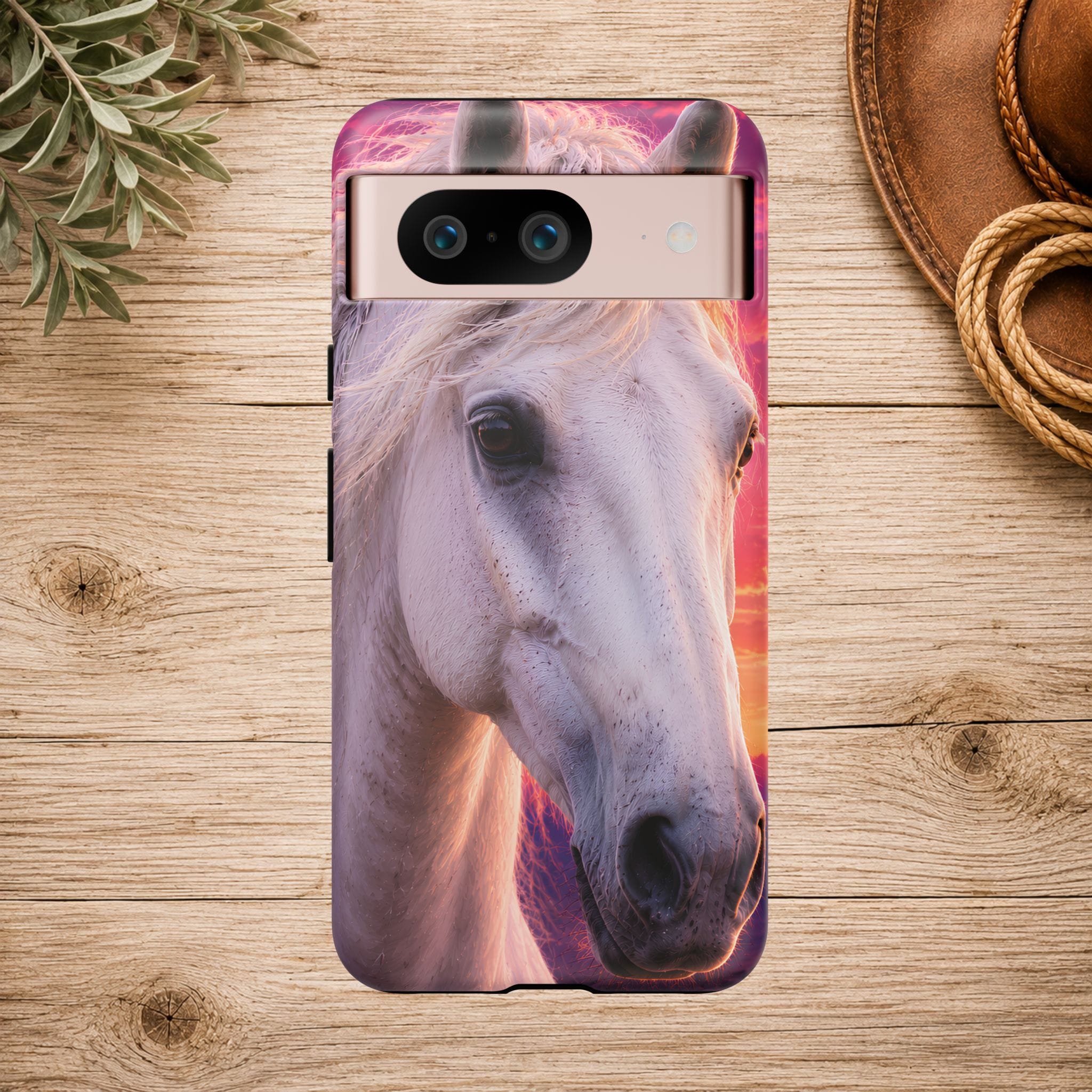 White Horse Sunset Phone Case