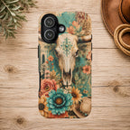 Turquoise Floral Longhorn Western Phone Case