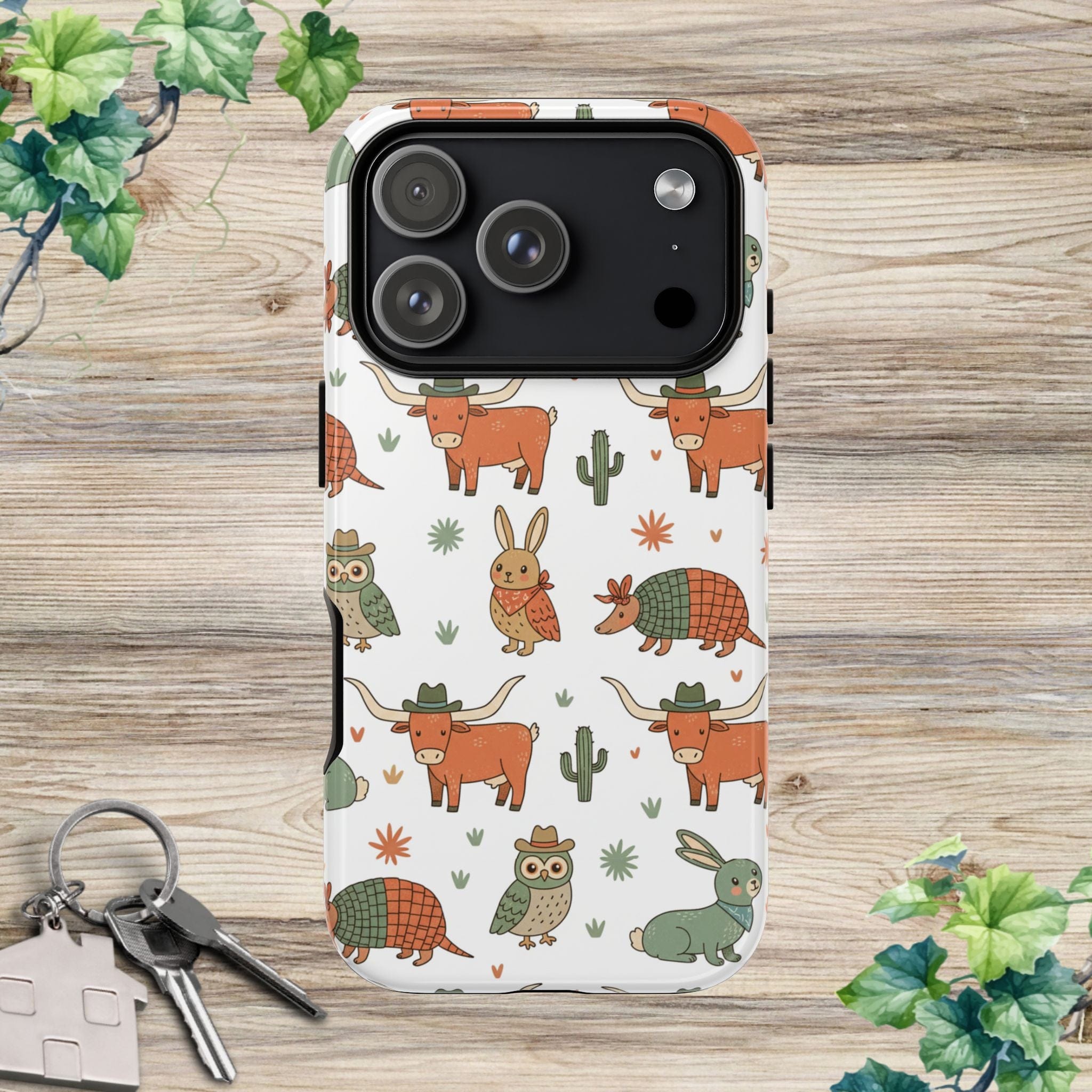Armadillo, Longhorn, Owl & Bunny Pattern-Phone Case