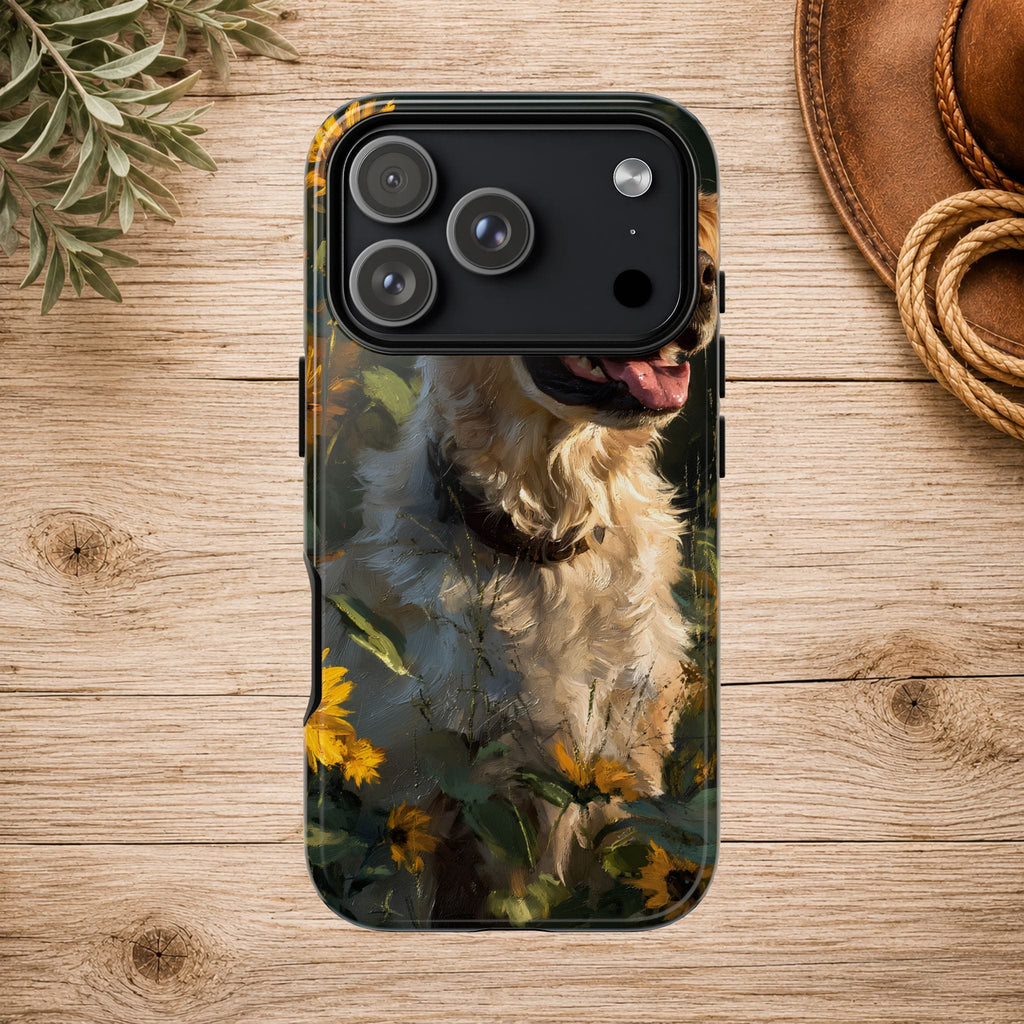 Golden Retriever Sunflower Phone Case