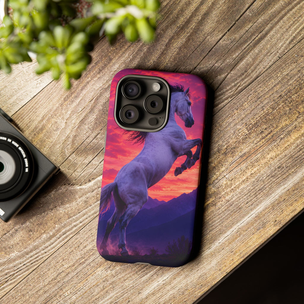 Rearing White Horse Sunset Phone Case
