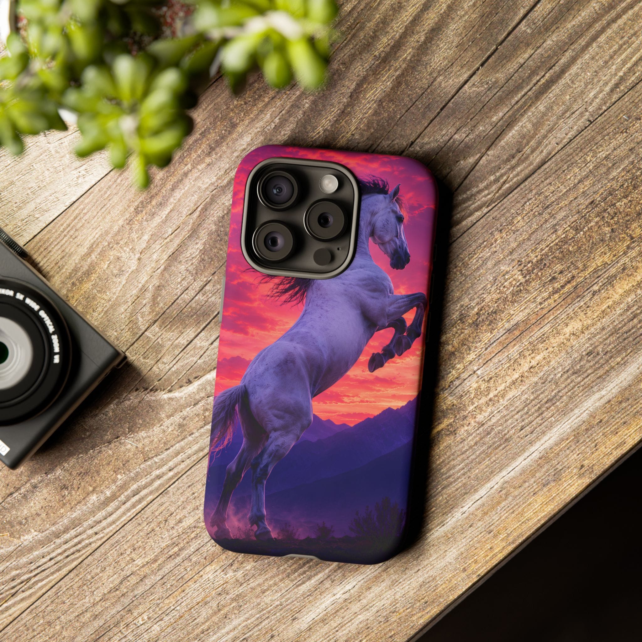 Rearing White Horse Sunset Phone Case