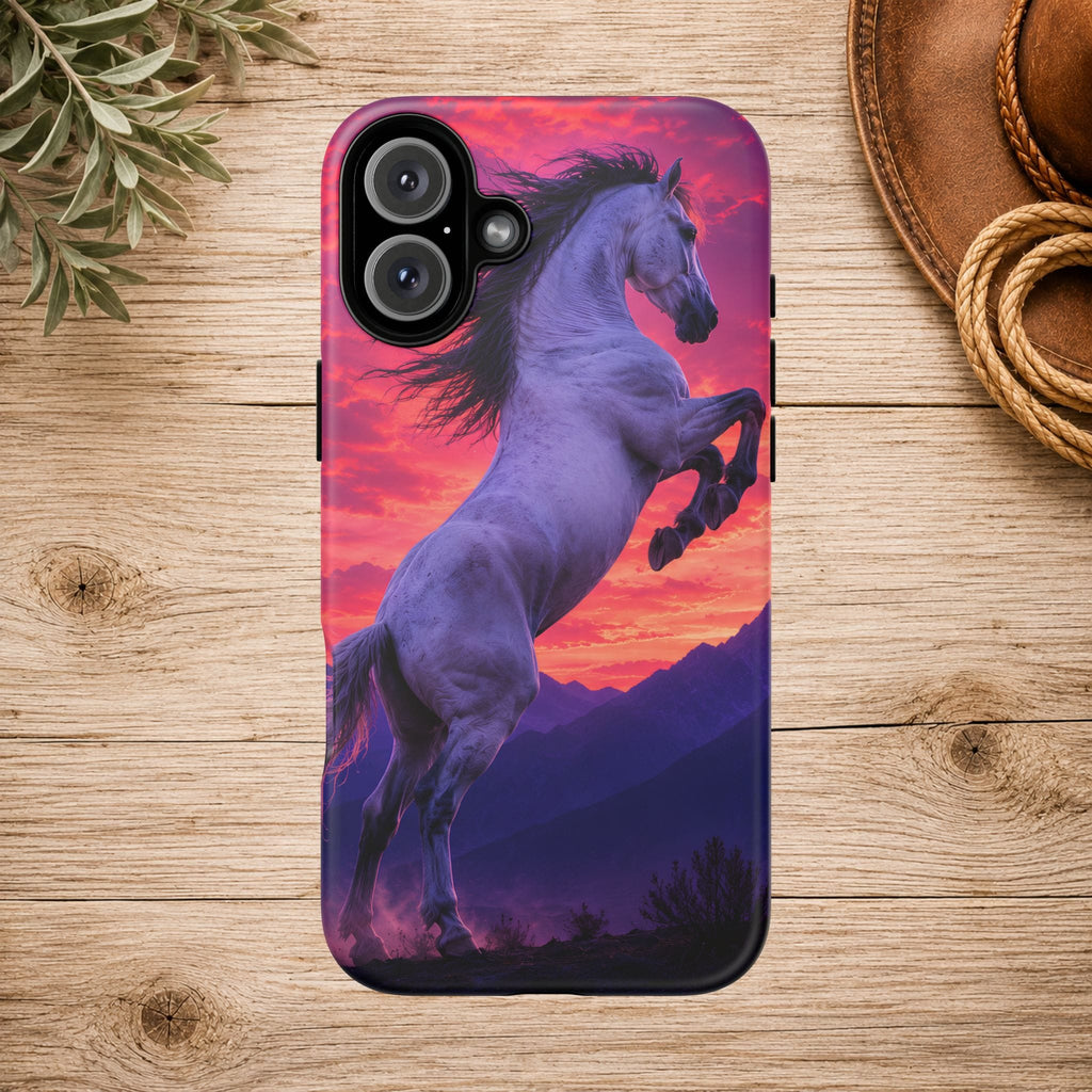 Rearing White Horse Sunset Phone Case