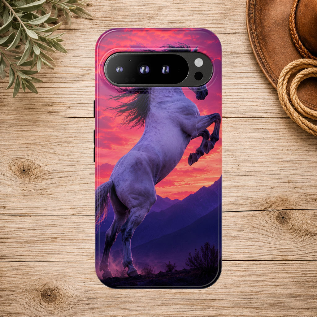 Rearing White Horse Sunset Phone Case