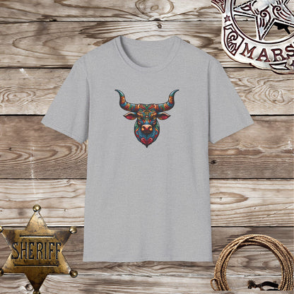 Softstyle Unisex T-Shirt: Psychedelic Steer Head