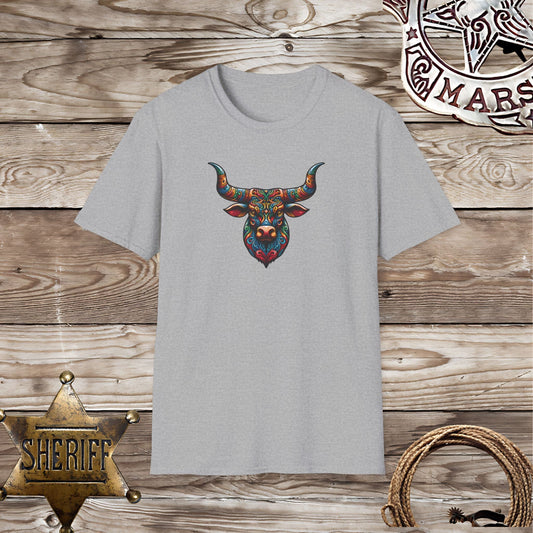 Softstyle Unisex T-Shirt: Psychedelic Steer Head