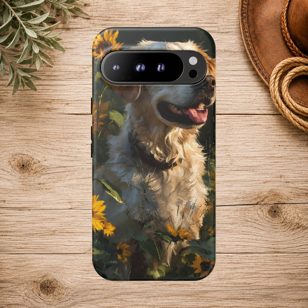 Golden Retriever Sunflower Phone Case