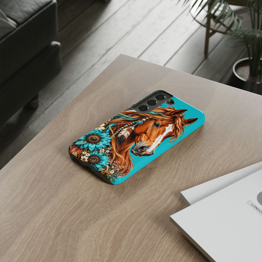 Turquoise Sunflower Horse Phone Case