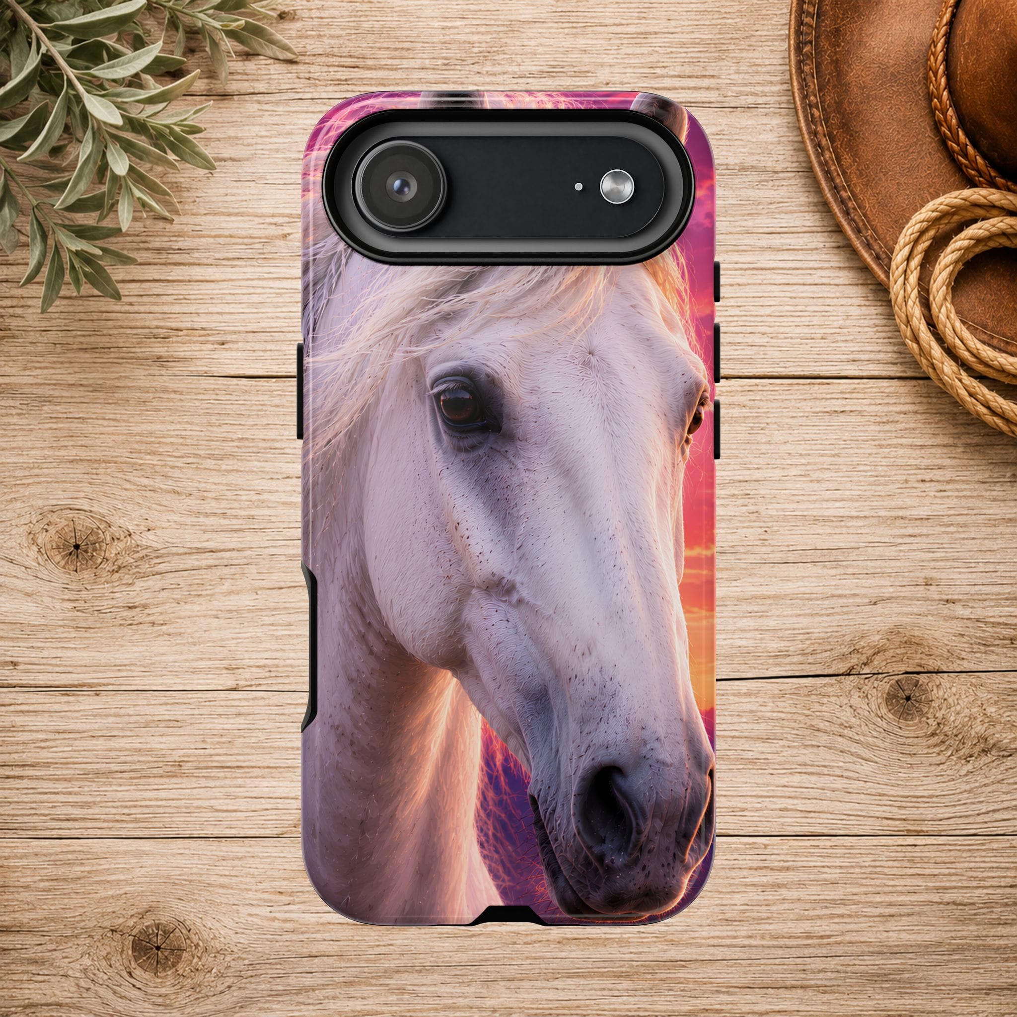 White Horse Sunset Phone Case
