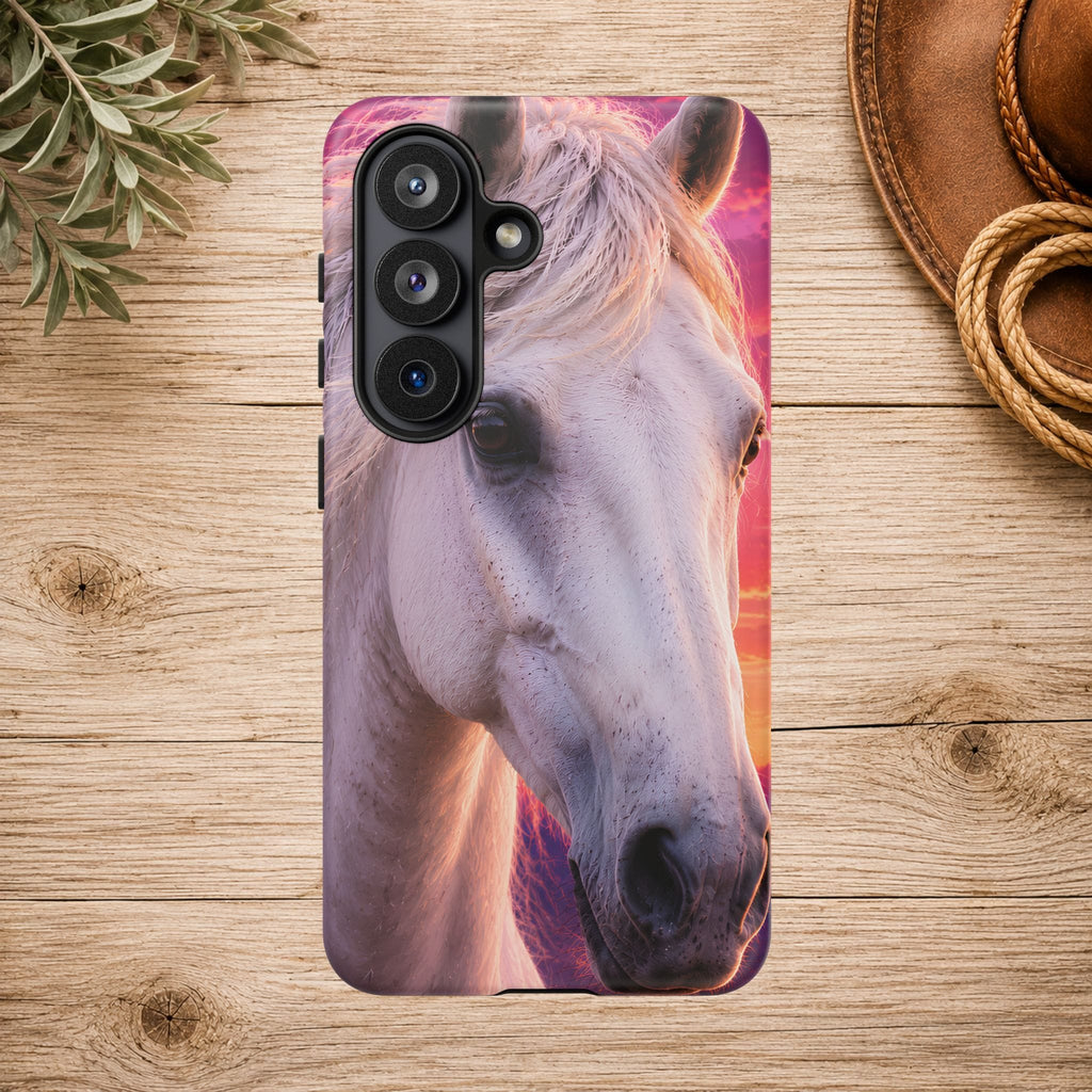 White Horse Sunset Phone Case