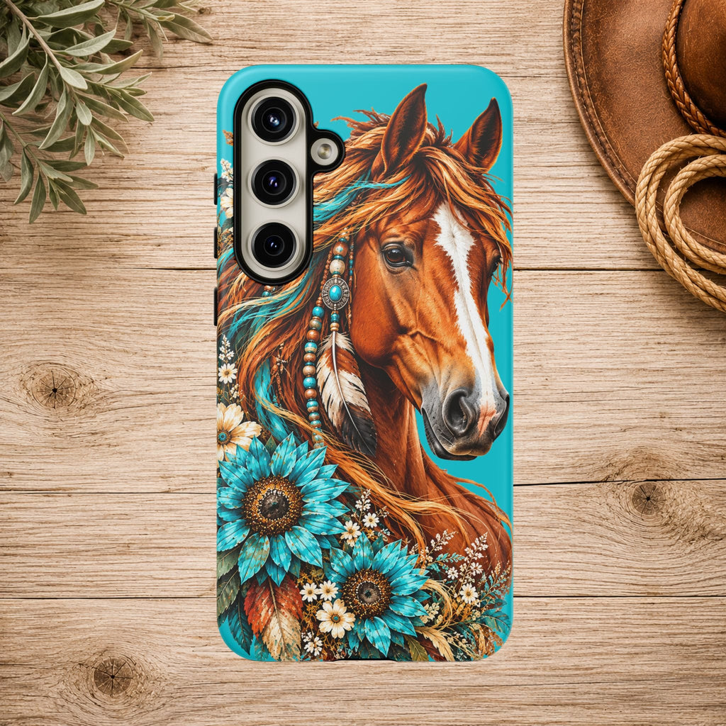 Turquoise Sunflower Horse Phone Case