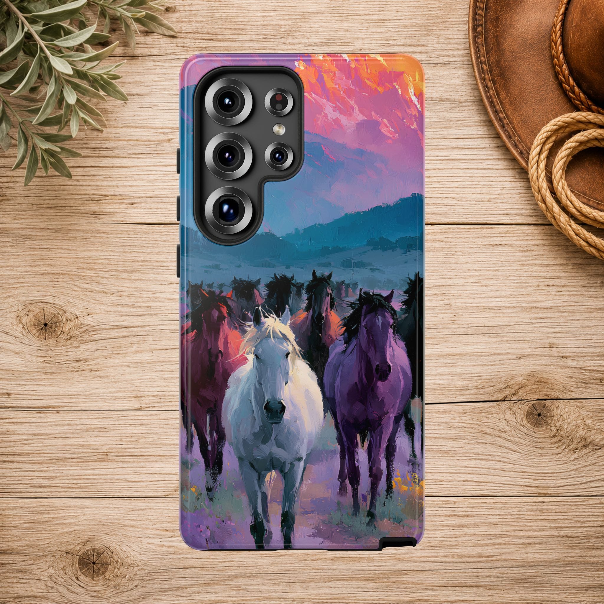 Wild Horses Sunset Mountain Phone Case