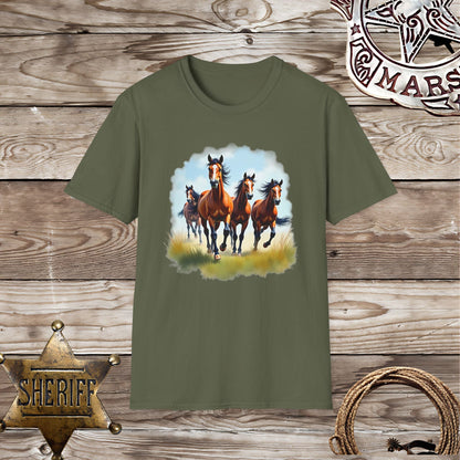 Softstyle  Unisex T-Shirt: Galloping Horses