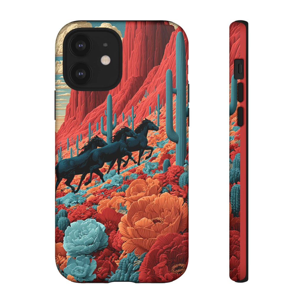 Desert Wild Horses Floral Phone Case