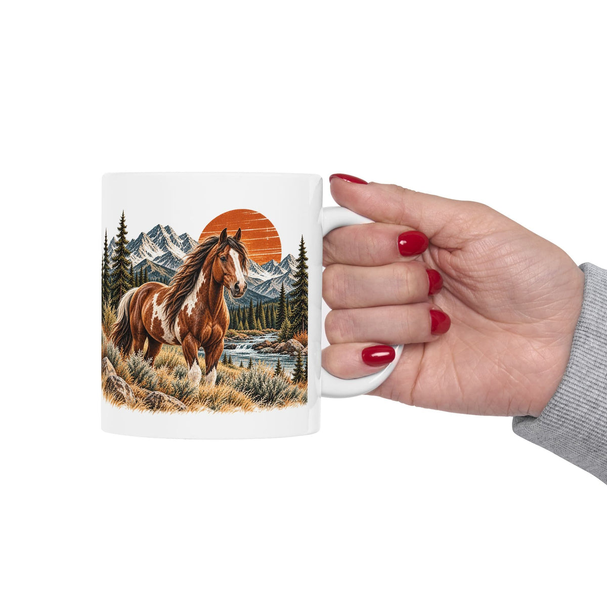 Horse Coffee Mug, Western Horse Mug, Mountain Horse Gift, Rustic Ranch Mug, Horse Lover Gift, 11 oz