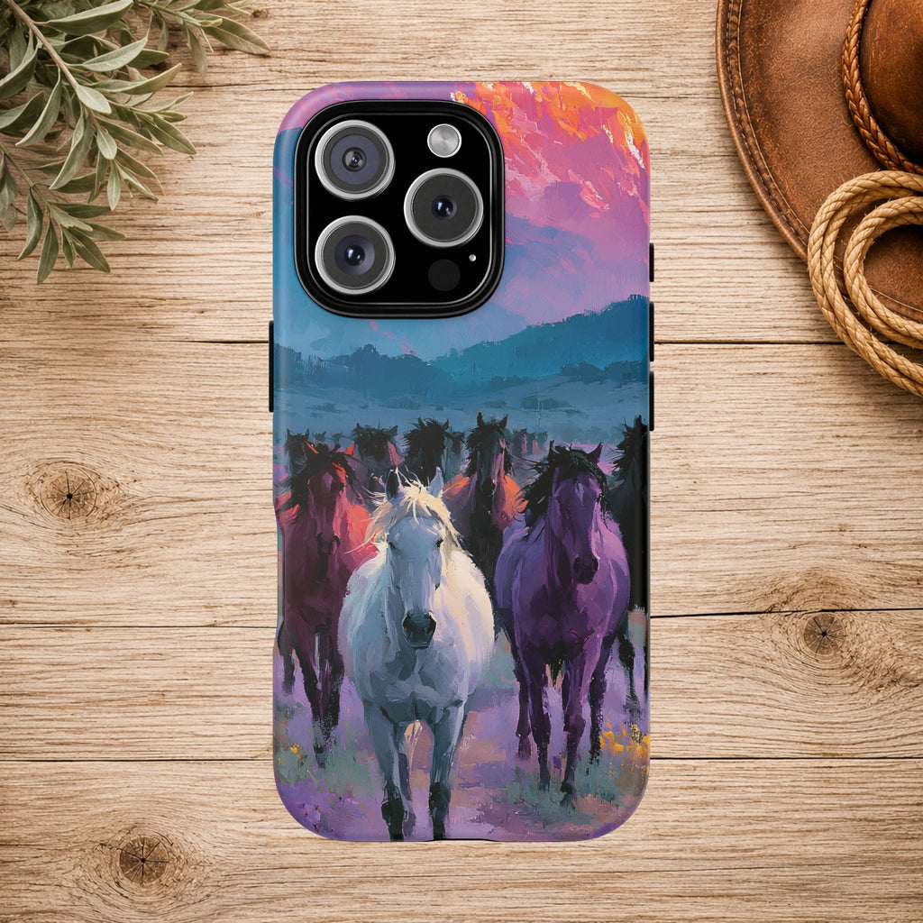 Wild Horses Sunset Mountain Phone Case