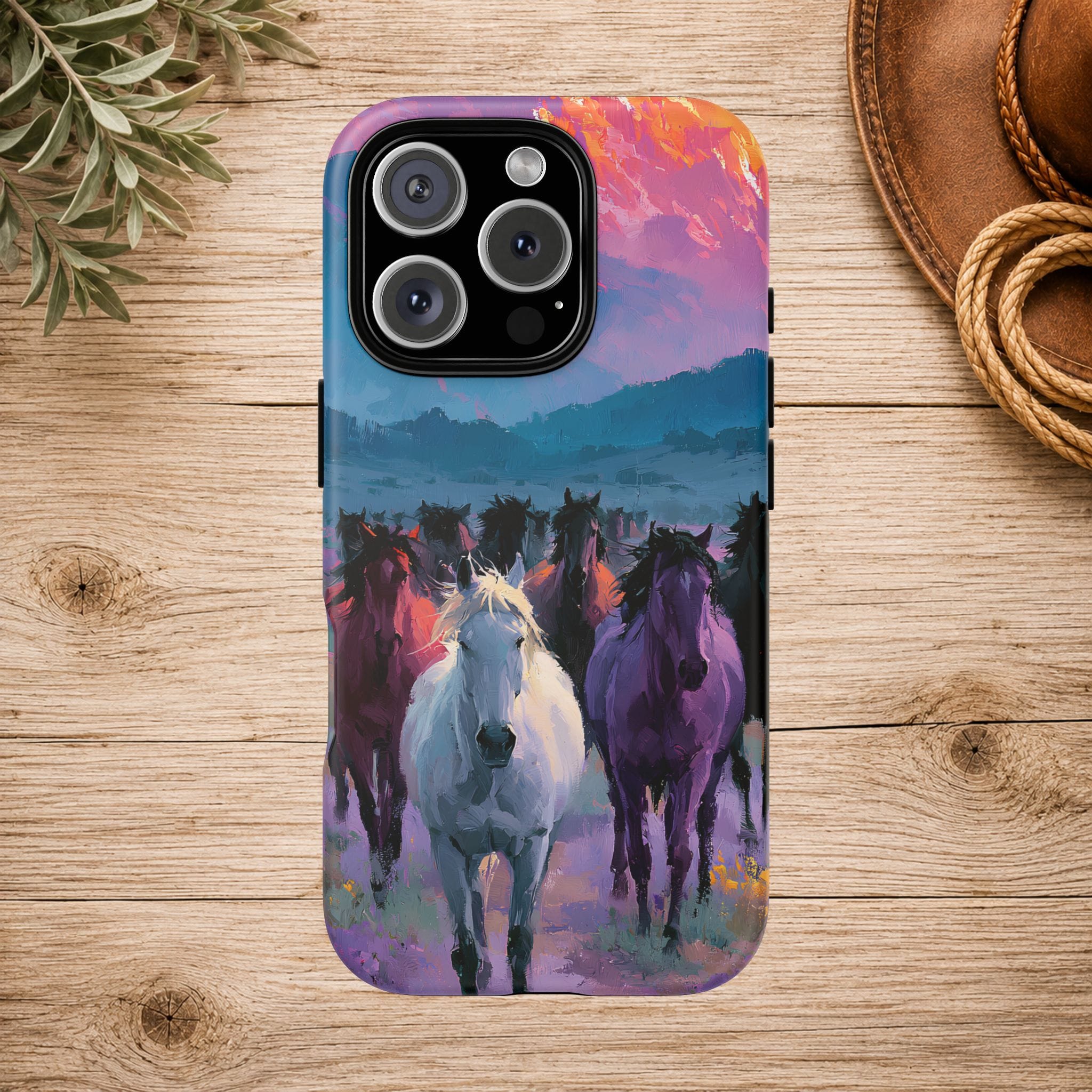 Wild Horses Sunset Mountain Phone Case