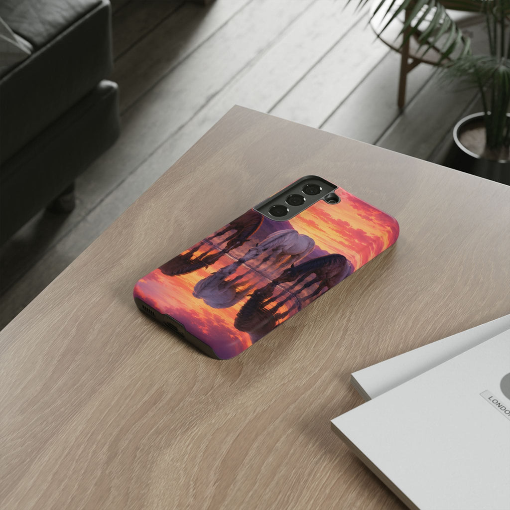 Horses at Sunset Reflection Phone Case